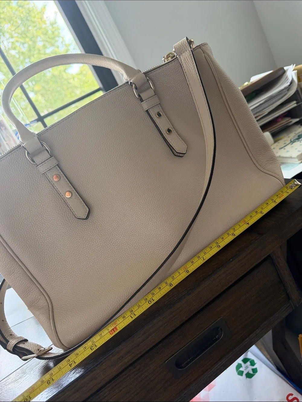Kate Spade NWOT Mulberry Street Lise Pebbled Leather Satchel - Beige